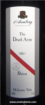 d'Arenberg The Dead Arm McLaren Vale Shiraz 2005 magnum label
