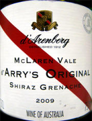 d'Arenberg McLaren Vale d'Arry's Original Shiraz Grenache 2009