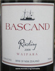 Bascand Waipara New Zealand Dry Riesling 2008
