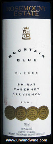 Rosemont Blue Mountain Mudgee McLaren Vale cabernet sauvignon 2001