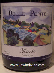Belle Pente Murto Vineyard Dundee Hills Oregon Pinot Noir 2008
