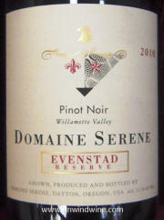 Domaine Serene Evenstad Reserve Willamette Valley Pinot Noir 2010