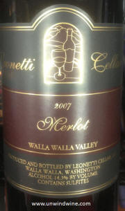 Leonetti Cellars Walla Walla Valley Merlot 2007