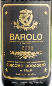 Giacomo Borogno Barolo 2000 Label 