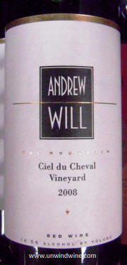 Andrew Will Ciel du Cheval Vineyard red wine 2008 