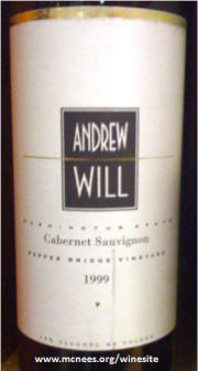 Andrew Will Pepper Bridge Vineyard Cabernet Sauvignon 1999