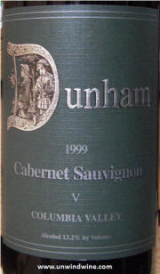 Dunham Cellars Columbia Valley Cabernet Sauvignon 1999 V