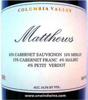 Matthews Cellars Columbia Valley Meritage 2001