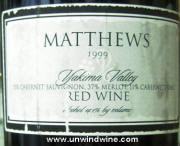 Matthews Cellars Yakima Valley Red Wine 1999