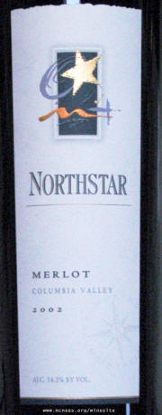 NorthStar Columbia Valley Merlot 2002 label