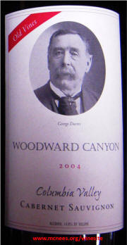 Woodward Canyon Old Vines Cabernet Sauvignon 2004 label 