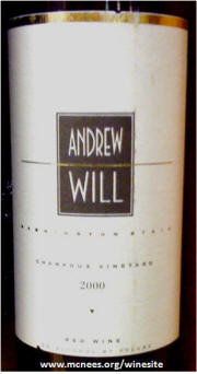Andrew Will Champioux Vineyard red wine 2000