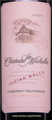 Chateau St Michelle Indian Wells Columbia Valley Cabernet Sauvignon 2005 label