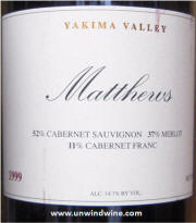 Matthews Cellars Yakima Valley Meritage 1999