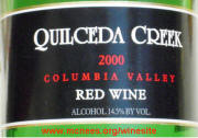 Quilceda Creek 2000 Red Wine label