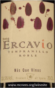 Ercavio La Mancha Tinto Roble 2004 Label