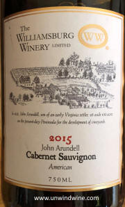 Williamsburg Winery John Arundell Cabernet Sauvignon 2015