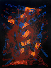 Arman Silkscreen on Canvas Signed, Komposition Med Penslar, 1992