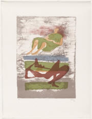 Henry Moore. Two Reclining Figures on a Striped Background from Reclining Figures. 1973