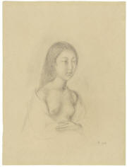 half nude of a young girl (portrait of setsuko ideta) by balthus